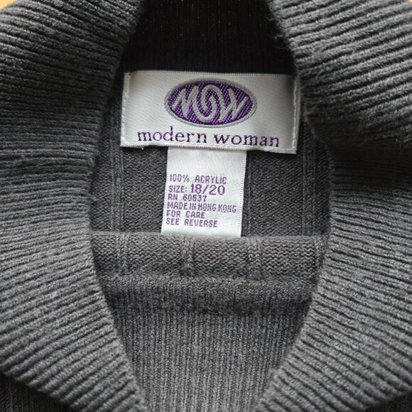 Modern Woman Grey Blouse Gray Mockneck Turtleneck Short Sleeve Office Chic 18/20 - Picture 8 of 12